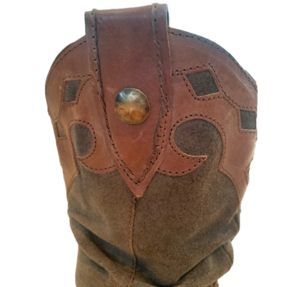 Vtg Italian ALTO GRADIMENTO Womens Brown Suede leather Cowboy boots - Picture 14 of 17